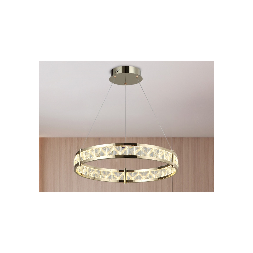 LED Stmievateľný krištáľový luster na lanku ENRIQUE LED/55W//230V 3000-6000K pr. 80 cm + diaľkové ovládanie