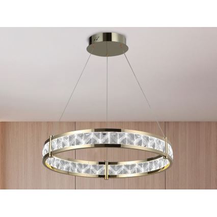 LED Stmievateľný krištáľový luster na lanku ENRIQUE LED/55W//230V 3000-6000K pr. 80 cm + diaľkové ovládanie