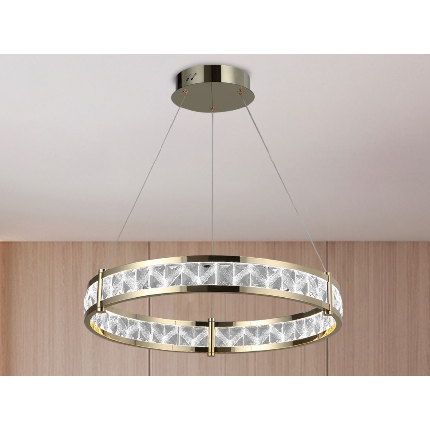 LED Stmievateľný krištáľový luster na lanku ENRIQUE LED/55W//230V 3000-6000K pr. 80 cm + diaľkové ovládanie