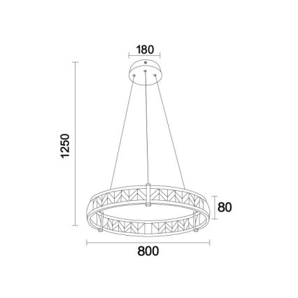 LED Stmievateľný krištáľový luster na lanku ENRIQUE LED/55W//230V 3000-6000K pr. 80 cm + diaľkové ovládanie