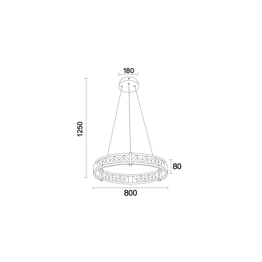 LED Stmievateľný krištáľový luster na lanku ENRIQUE LED/55W//230V 3000-6000K pr. 80 cm + diaľkové ovládanie