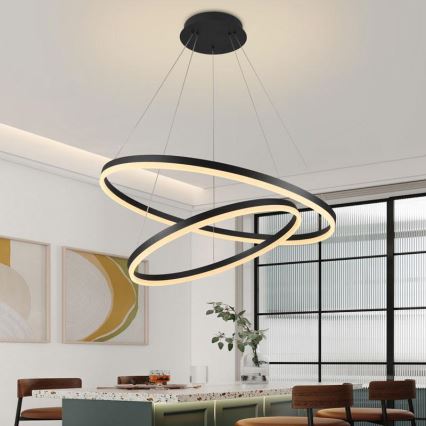 LED Stmievateľný luster na lanku LED/100W/230V 3000-6500K pr. 80 cm + diaľkové ovládanie
