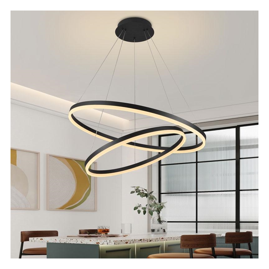 LED Stmievateľný luster na lanku LED/100W/230V 3000-6500K pr. 80 cm + diaľkové ovládanie