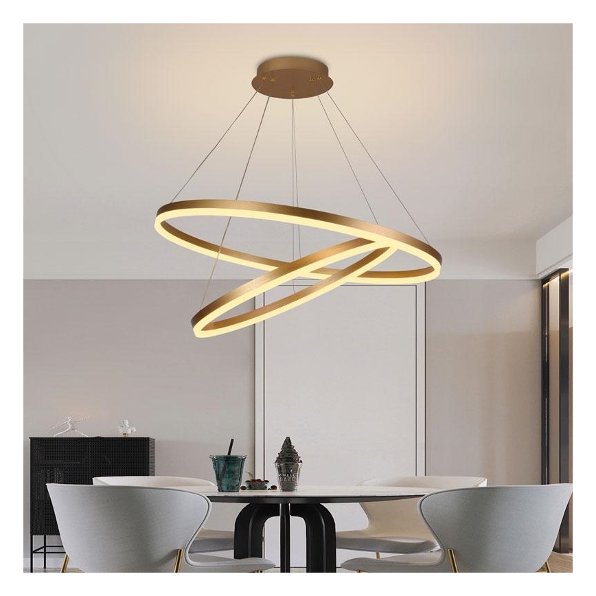 LED Stmievateľný luster na lanku LED/100W/230V 3000-6500K pr. 80 cm + diaľkové ovládanie
