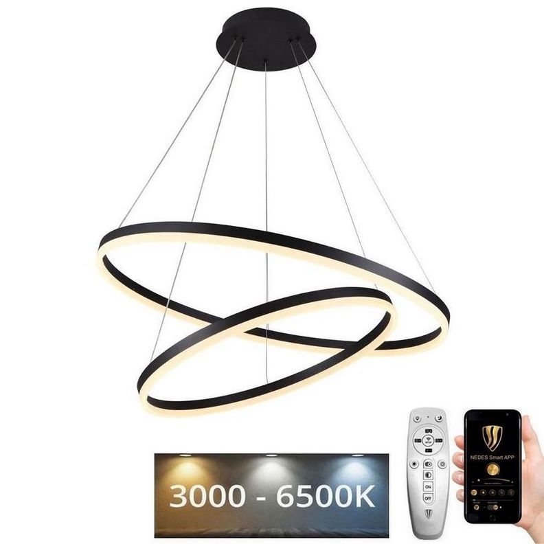 LED Stmievateľný luster na lanku LED/100W/230V 3000-6500K pr. 80 cm + diaľkové ovládanie