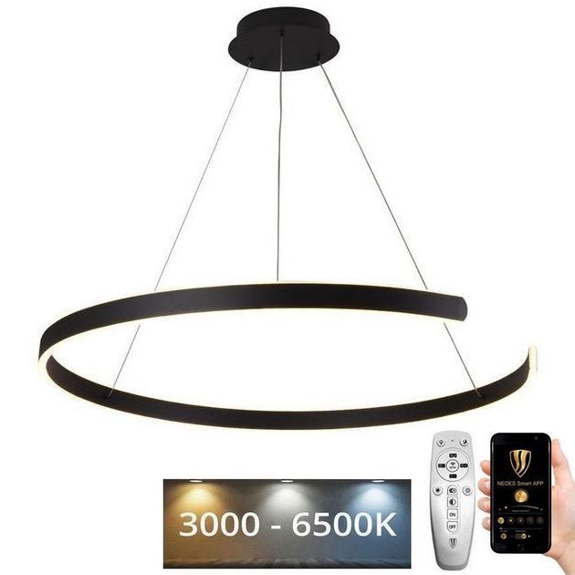 LED Stmievateľný luster na lanku LED/100W/230V 3000-6500K pr. 80 cm + diaľkové ovládanie