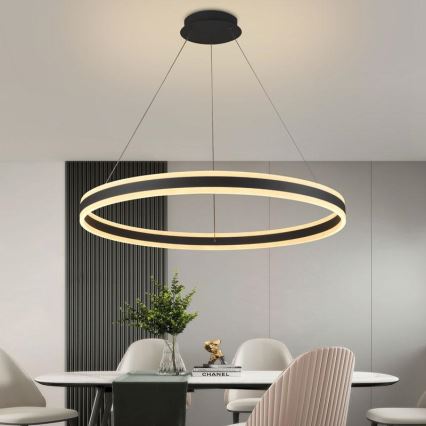 LED Stmievateľný luster na lanku LED/110W/230V 3000-6500K pr. 80 cm + diaľkové ovládanie