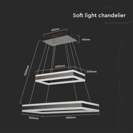 LED Stmievateľný luster na lanku LED/113W/230V 3000K hnedá
