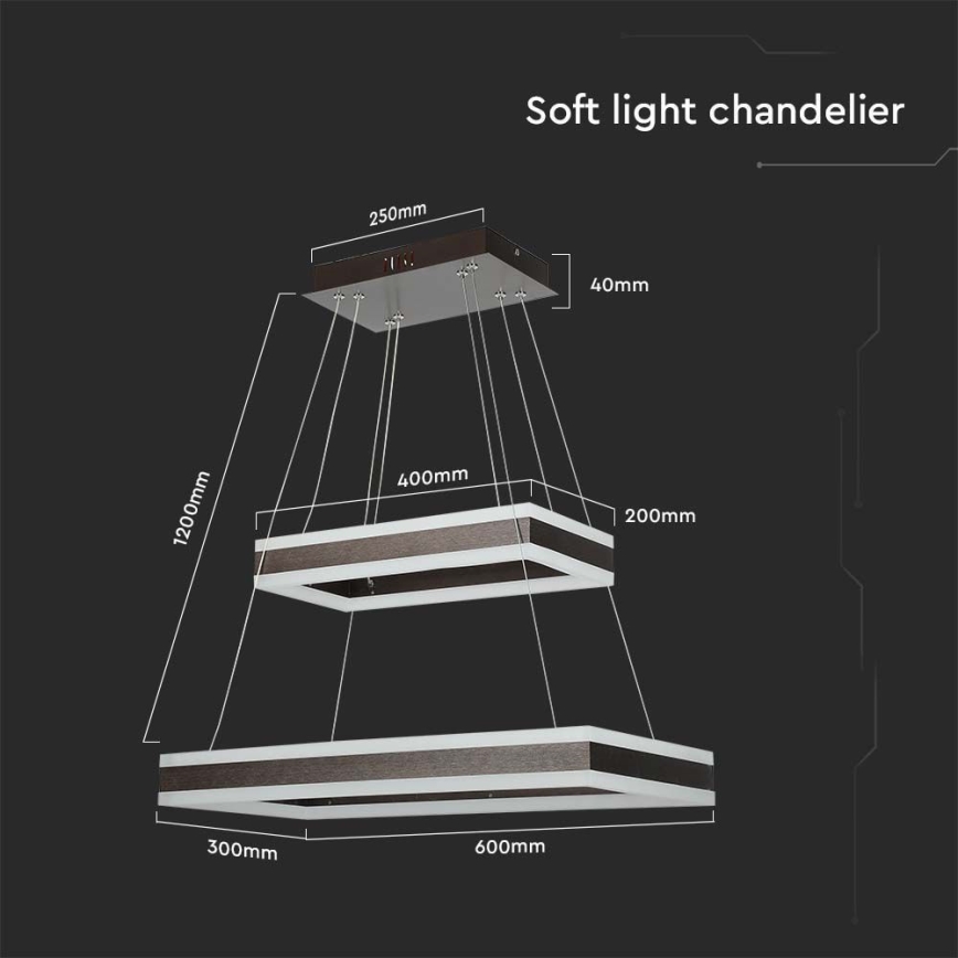LED Stmievateľný luster na lanku LED/113W/230V 3000K hnedá
