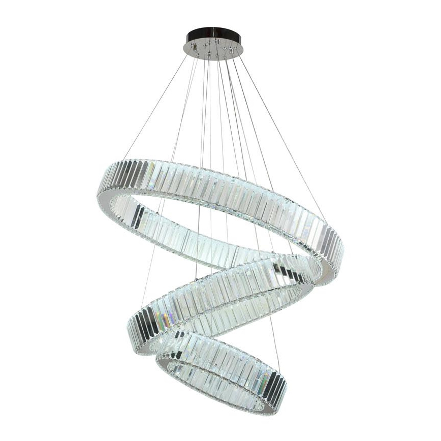 LED Stmievateľný krištáľový luster na lanku LED/115W/230V 3000-6500K lesklý chróm + diaľkové ovládanie