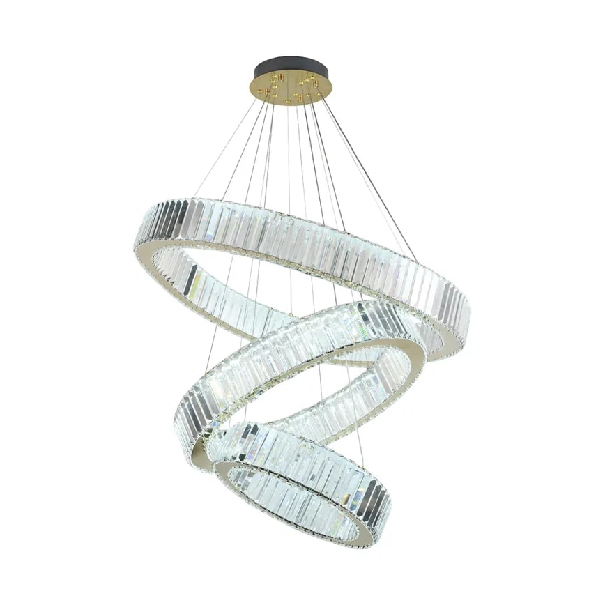 LED Stmievateľný krištáľový luster na lanku LED/115W/230V 3000-6500K chróm/zlatá + diaľkové ovládanie