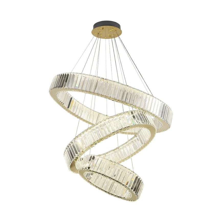 LED Stmievateľný krištáľový luster na lanku LED/115W/230V 3000-6500K chróm/zlatá + diaľkové ovládanie