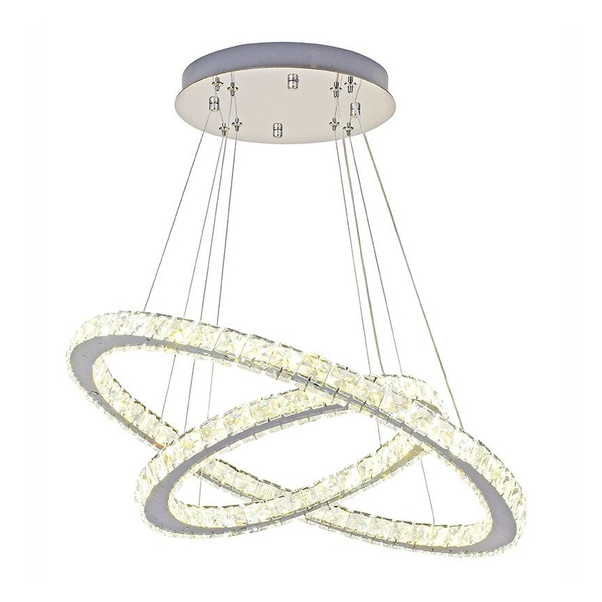 LED Stmievateľný krištáľový luster na lanku LED/115W/230V 3000-6500K strieborná + diaľkové ovládanie