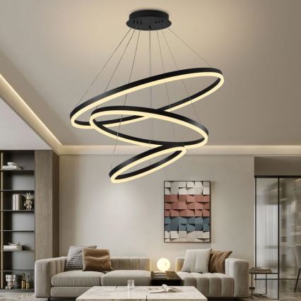 LED Stmievateľný luster na lanku LED/125W/230V 3000-6500K pr. 80 cm + diaľkové ovládanie