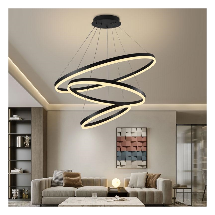 LED Stmievateľný luster na lanku LED/125W/230V 3000-6500K pr. 80 cm + diaľkové ovládanie