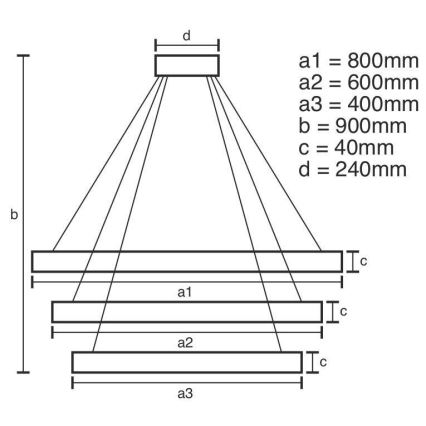 LED Stmievateľný luster na lanku LED/125W/230V 3000-6500K pr. 80 cm + diaľkové ovládanie