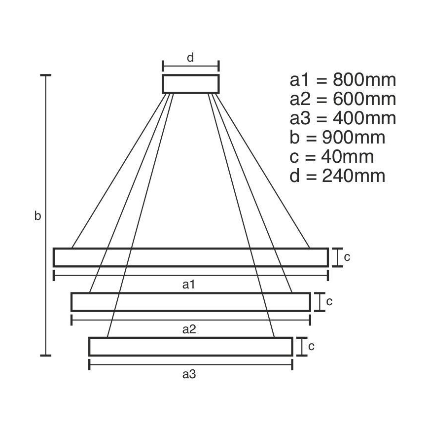 LED Stmievateľný luster na lanku LED/125W/230V 3000-6500K pr. 80 cm + diaľkové ovládanie