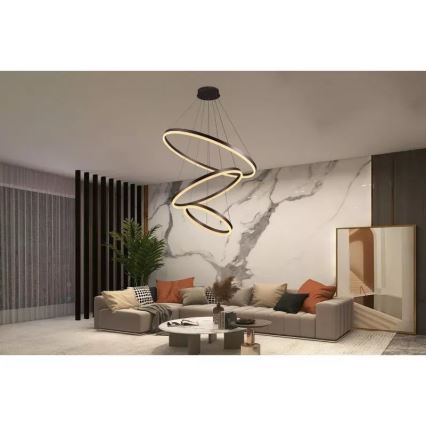 LED Stmievateľný luster na lanku LED/125W/230V 3000-6500K pr. 80 cm + diaľkové ovládanie