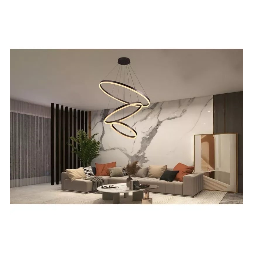 LED Stmievateľný luster na lanku LED/125W/230V 3000-6500K pr. 80 cm + diaľkové ovládanie