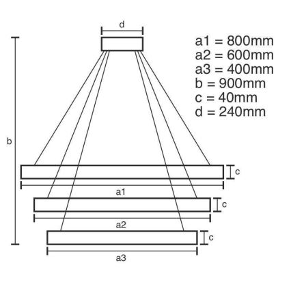 LED Stmievateľný luster na lanku LED/125W/230V 3000-6500K pr. 80 cm + diaľkové ovládanie