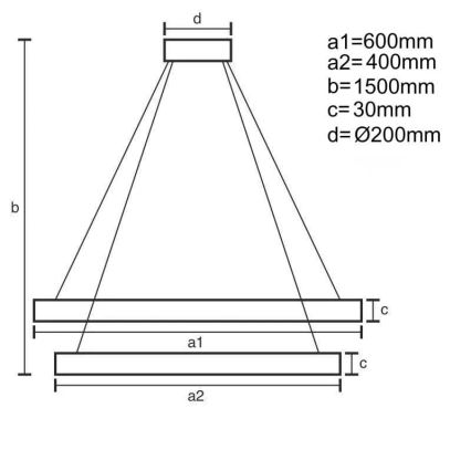 LED Stmievateľný luster na lanku LED/130W/230V 3000-6500K + diaľkové ovládanie