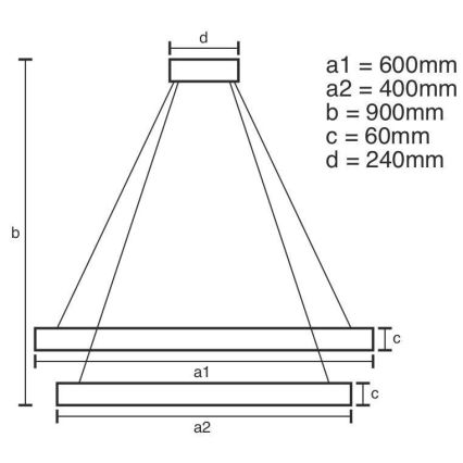 LED Stmievateľný luster na lanku LED/135W/230V 3000-6500K + diaľkové ovládanie