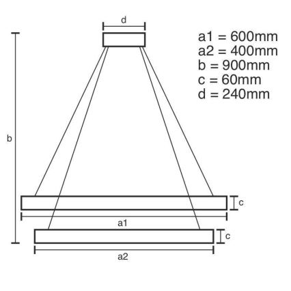 LED Stmievateľný luster na lanku LED/135W/230V 3000-6500K pr. 60 cm + diaľkové ovládanie