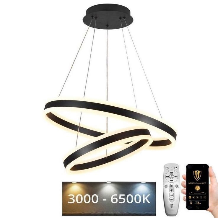 LED Stmievateľný luster na lanku LED/135W/230V 3000-6500K pr. 60 cm + diaľkové ovládanie
