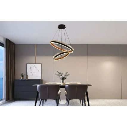 LED Stmievateľný luster na lanku LED/140W/230V 3000-6500K pr. 60 cm + diaľkové ovládanie