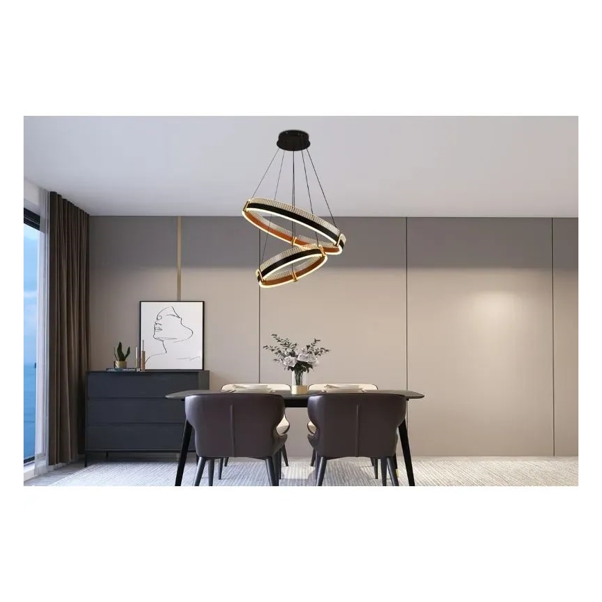 LED Stmievateľný luster na lanku LED/140W/230V 3000-6500K pr. 60 cm + diaľkové ovládanie