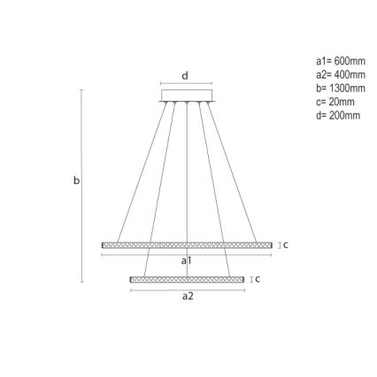 LED Stmievateľný luster na lanku LED/150W/230V 3000-6500K + diaľkové ovládanie