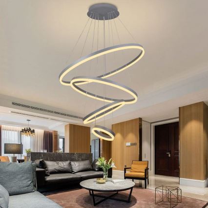 LED Stmievateľný luster na lanku LED/165W/230V 3000-6500K pr. 80 cm + diaľkové ovládanie