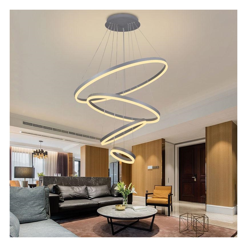LED Stmievateľný luster na lanku LED/165W/230V 3000-6500K pr. 80 cm + diaľkové ovládanie
