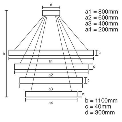 LED Stmievateľný luster na lanku LED/165W/230V 3000-6500K + diaľkové ovládanie