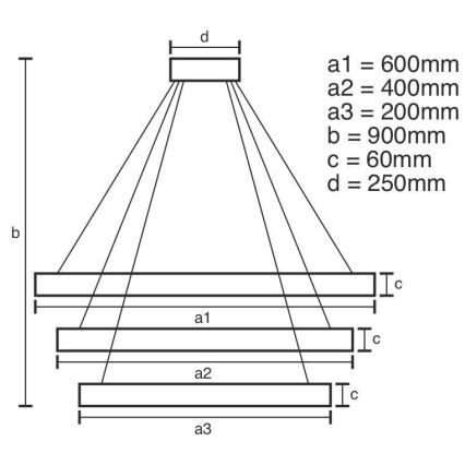 LED Stmievateľný luster na lanku LED/165W/230V 3000-6500K + diaľkové ovládanie