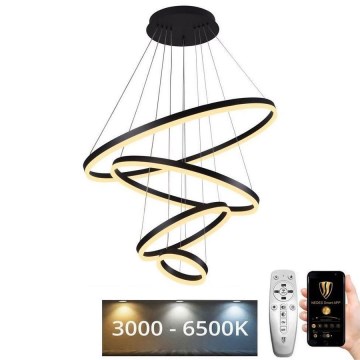 LED Stmievateľný luster na lanku LED/165W/230V 3000-6500K pr. 80 cm + diaľkové ovládanie