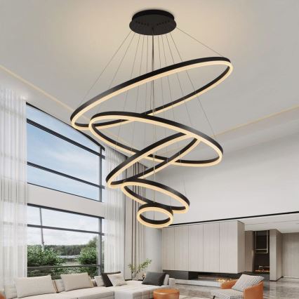 LED Stmievateľný luster na lanku LED/210W/230V 3000-6500K pr. 100 cm + diaľkové ovládanie