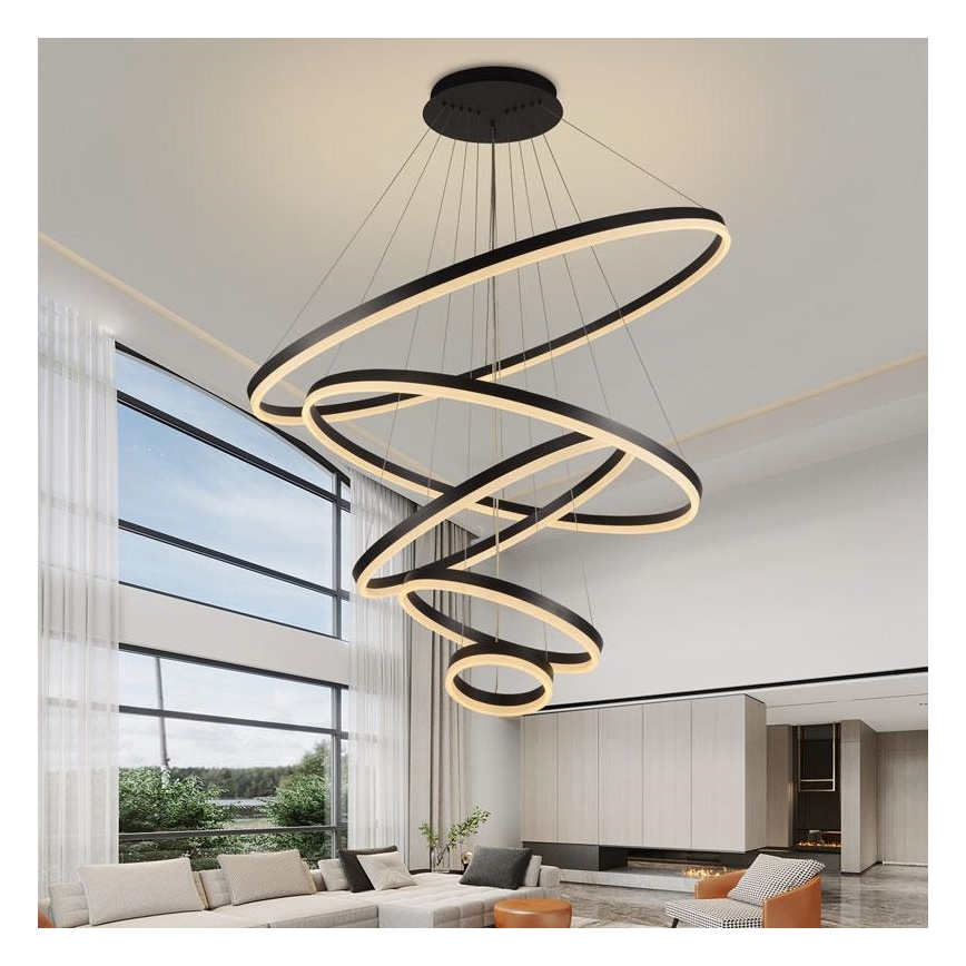 LED Stmievateľný luster na lanku LED/210W/230V 3000-6500K pr. 100 cm + diaľkové ovládanie