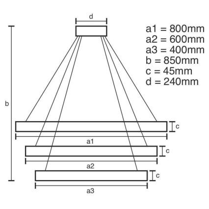 LED Stmievateľný luster na lanku LED/220W/230V 3000-6500K pr. 80 cm + diaľkové ovládanie