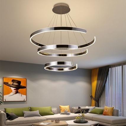 LED Stmievateľný luster na lanku LED/220W/230V 3000-6500K pr. 80 cm + diaľkové ovládanie