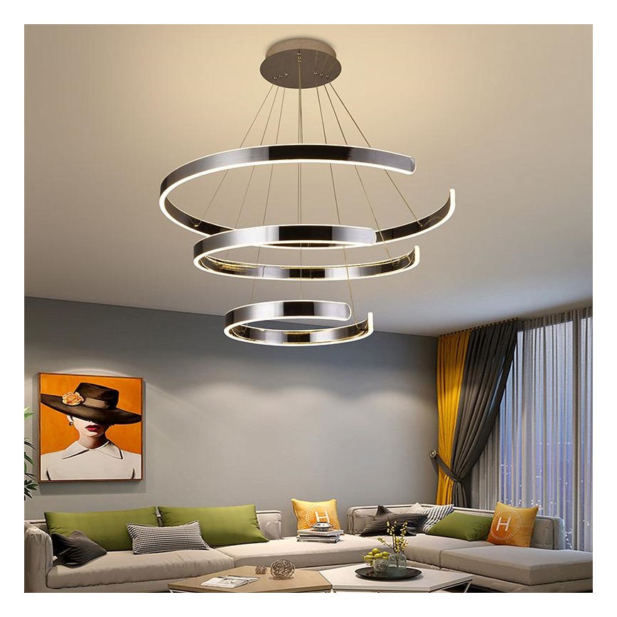 LED Stmievateľný luster na lanku LED/220W/230V 3000-6500K pr. 80 cm + diaľkové ovládanie