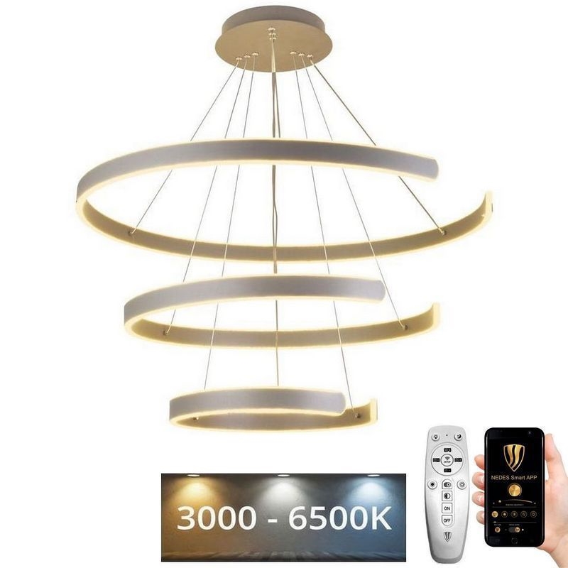 LED Stmievateľný luster na lanku LED/220W/230V 3000-6500K pr. 80 cm + diaľkové ovládanie