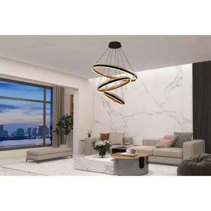 LED Stmievateľný luster na lanku LED/240W/230V 3000-6500K pr. 80 cm + diaľkové ovládanie