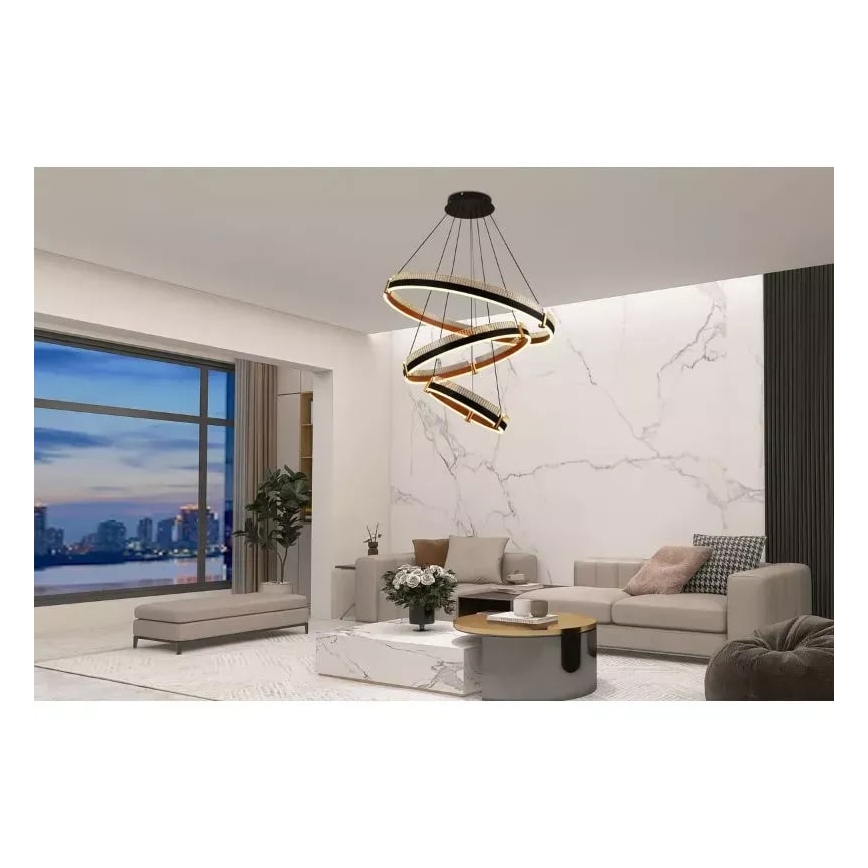LED Stmievateľný luster na lanku LED/240W/230V 3000-6500K pr. 80 cm + diaľkové ovládanie