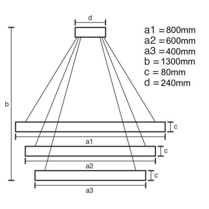 LED Stmievateľný luster na lanku LED/240W/230V 3000-6500K pr. 80 cm + diaľkové ovládanie