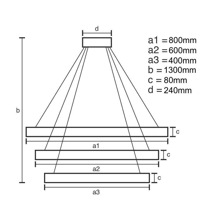 LED Stmievateľný luster na lanku LED/240W/230V 3000-6500K pr. 80 cm + diaľkové ovládanie