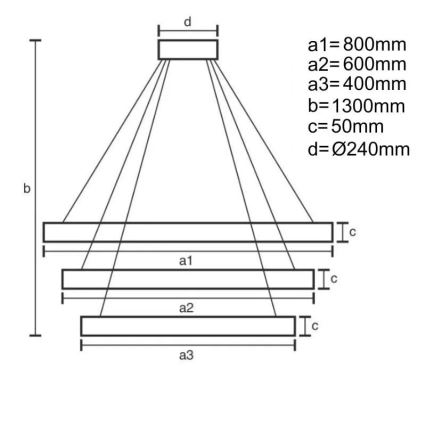 LED Stmievateľný luster na lanku LED/250W/230V 3000-6500K + diaľkové ovládanie