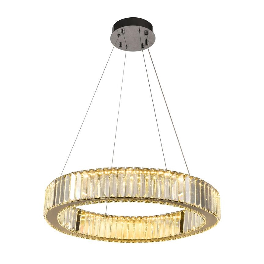 LED Stmievateľný krištáľový luster na lanku LED/40W/230V 3000-6500K lesklý chróm + diaľkové ovládanie
