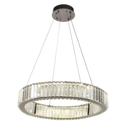 LED Stmievateľný krištáľový luster na lanku LED/40W/230V 3000-6500K lesklý chróm + diaľkové ovládanie