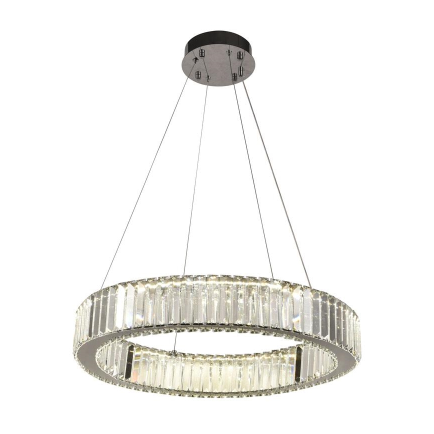 LED Stmievateľný krištáľový luster na lanku LED/40W/230V 3000-6500K lesklý chróm + diaľkové ovládanie